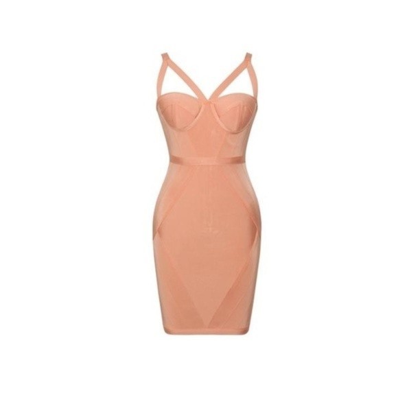 Miss Circle Dresses & Skirts - MISS CIRCLE Bodycon Bandage Dress Peach Large
